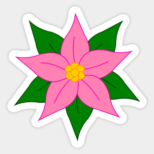 Pink Poinsettia Sticker